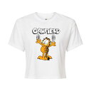 【送料無料】 ライセンス キャラクター レディース Tシャツ トップス Juniors' Garfield Cat Scratches Cropped Tee ...