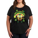 【送料無料】 ライセンス キャラクター レディース Tシャツ トップス Plus SpongeBob SquarePants Happy St. Patrick's Day Graphic Tee Black(4)