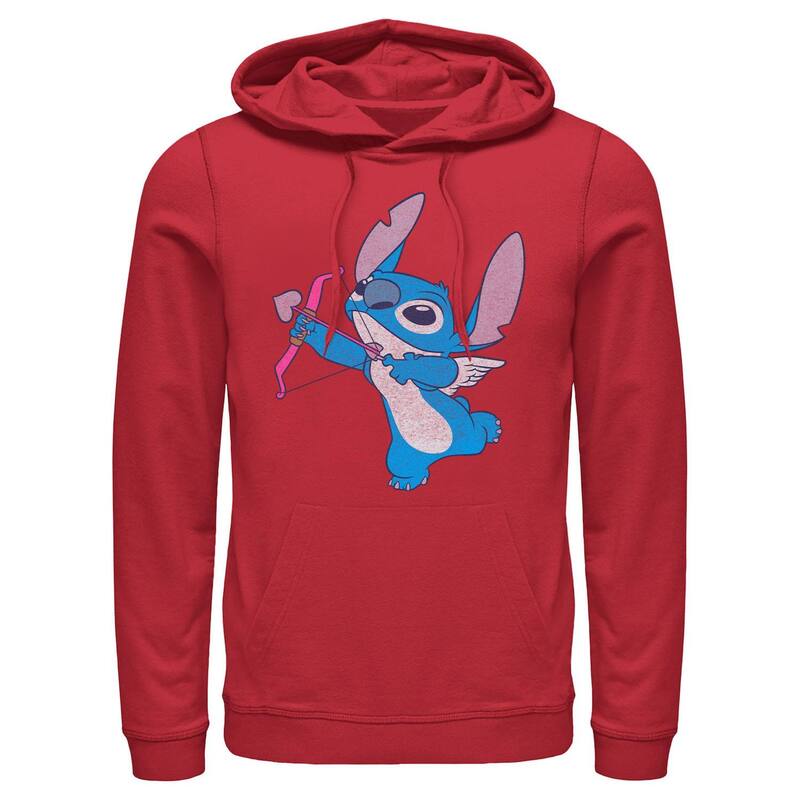 【送料無料】 ディズニー メンズ Tシャツ トップス Disney's Lilo & Stitch Cupid Stitch Men's Graphic Hoodie Red
