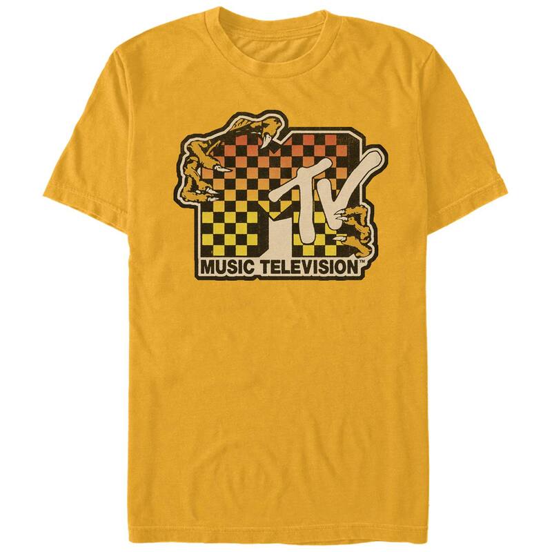 【送料無料】 ライセンス キャラクター メンズ Tシャツ トップス Men's MTV Creature Checkered Logo Graphic Tee Gold