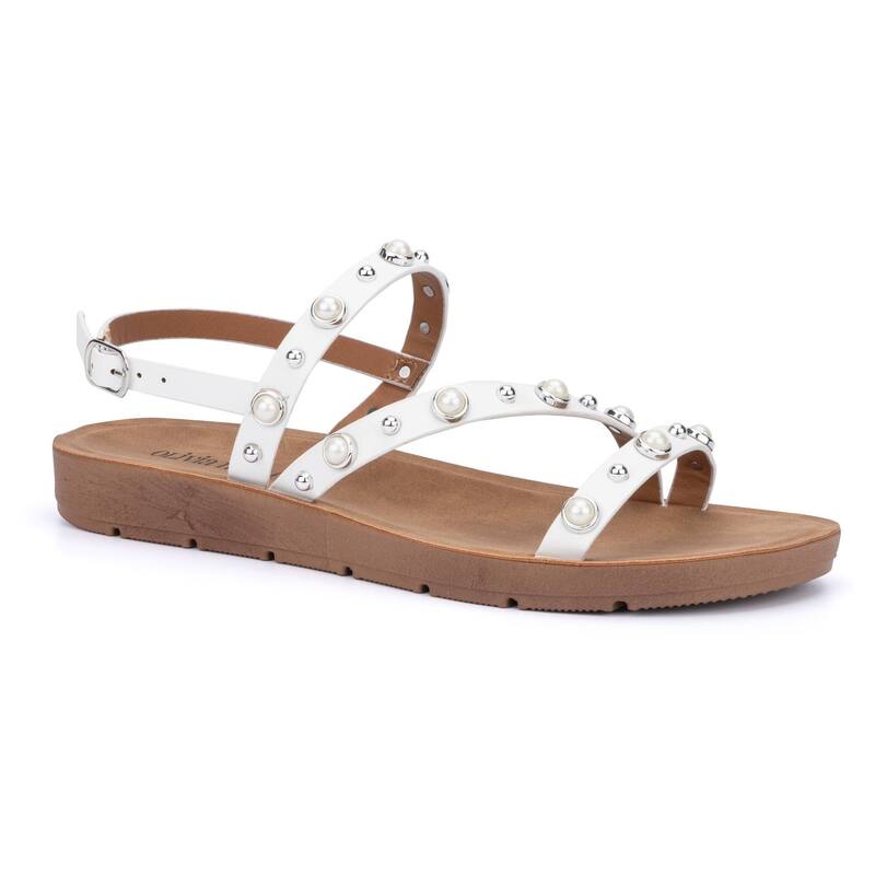【送料無料】 オリビアミラー レディース サンダル シューズ Olivia Miller Perla Women's Strappy Sandals White