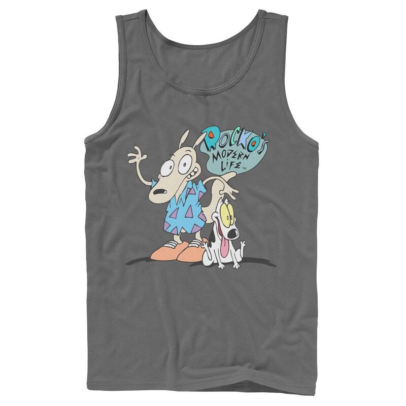 【送料無料】 ライセンス キャラクター メンズ Tシャツ トップス Men's Nickelodeon Rocko's Modern Life Show Intro Tank Top Charcoal