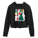 【送料無料】 ライセンス キャラクター レディース Tシャツ トップス Juniors' Coca-Cola Polar Bears Cropped Hoodie Black(4)