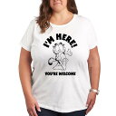 【送料無料】 ライセンス キャラクター レディース Tシャツ トップス Plus Garfield I'm Here You're Welcome Graphic Tee White(4)