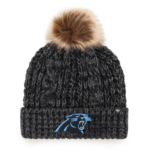 【送料無料】 アンブランデッド レディース 帽子 アクセサリー Women's '47 Black Carolina Panthers Logo Meeko Cuffed Knit Hat with Pom Pth Black 【送料無料】 アンブランデッド レディース 帽子 アクセサリー Women's '47 Black Carolina Panthers Logo Meeko Cuffed Knit Hat with Pom Pth Black