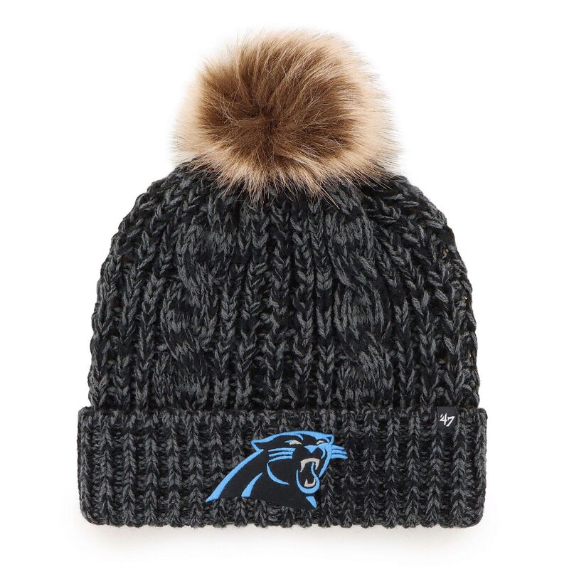 【送料無料】 アンブランデッド レディース 帽子 アクセサリー Women's '47 Black Carolina Panthers Logo Meeko Cuffed Knit Hat with Pom Pth Black