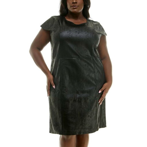 【送料無料】 ニナレオナルド レディース ワンピース トップス Plus Size Nina Leonard Suede Scuba Cap Sleeve Dress Black 【送料無料】 ニナレオナルド レディース ワンピース トップス Plus Size Nina Leonard Suede Scuba Cap Sleeve Dress Black