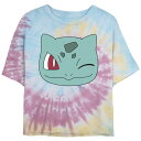 【送料無料】 ライセンス キャラクター レディース Tシャツ トップス Juniors' Pokemon Bulbasaur Face Graphic Tee Blue Pink Light Yellow