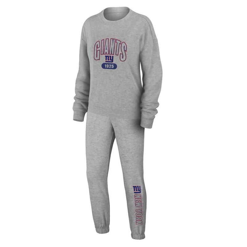 【送料無料】 ウェア バイ エリン アンドルーズ レディース ナイトウェア アンダーウェア Women's WEAR by Erin Andrews Heather Gray New York Giants Plus Size Knitted Tri-Blend Long Sleeve T-Shirt & Pants Lounge Set Gia Greyのサムネイル