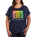 【送料無料】 アンブランデッド レディース Tシャツ トップス Plus South Beach Florida Graphic Tee Navy(4)