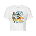 【送料無料】 ディズニー レディース Tシャツ トップス Disney's Mickey Mouse Juniors' Stoked Cropped Tee White(4)