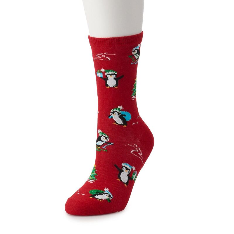 アンブランデッド レディース アンダーウェア 靴下 Unbranded Women's Holiday Crew Socks Penguin