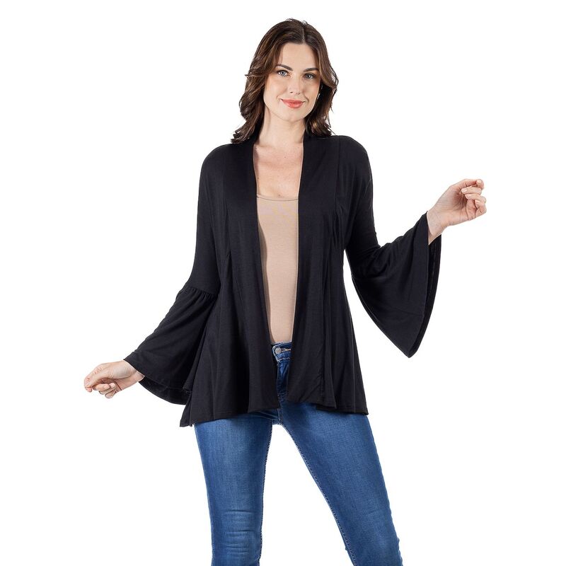 【送料無料】 24セブンコンフォート レディース ニット・セーター アウター Women's 24Seven Comfort Apparel Bell Sleeve Flared Open Front Cardigan Black