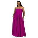 【送料無料】 24セブンコンフォート レディース ワンピース トップス Plus Size 24Seven Comfort Apparel Pleated A Line Strapless Maxi Dress With Pockets Magenta