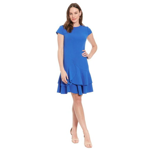 【送料無料】 ロンドンタイムス レディース ワンピース トップス Women's London Times Asymmetrical Flounce Hem Dress Blue 【送料無料】 ロンドンタイムス レディース ワンピース トップス Women's London Times Asymmetrical Flounce Hem Dress Blue