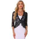【送料無料】 アレグラ ケー レディース ニット・セーター アウター Floral Lace Shrugs For Women's Evening 3/4 Sleeves Formal Elegant Bolero Cardigan Black(4)
