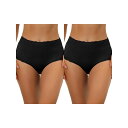 【送料無料】 アレグラ ケー レディース パンツ アンダーウェア 2 Packs Women's High Waist Underwear Tummy Control Comfortable Lace Trim Ribbed Panties Black(4)