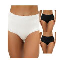 【送料無料】 アレグラ ケー レディース パンツ アンダーウェア 3 Packs Women's High Waist Underwear Tummy Control Comfortable Lace Trim Ribbed Panties Black White(4)
