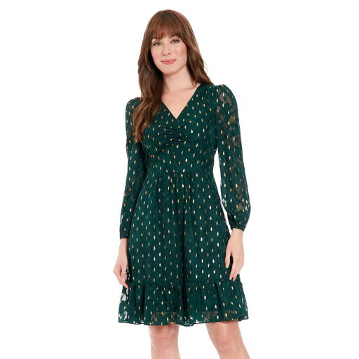 【送料無料】 ロンドンタイムス レディース ワンピース トップス Women's London Times V-Neck Bishop-Sleeve Tiered Dress Pine Gold 【送料無料】 ロンドンタイムス レディース ワンピース トップス Women's London Times V-Neck Bishop-Sleeve Tiered Dress Pine Gold
