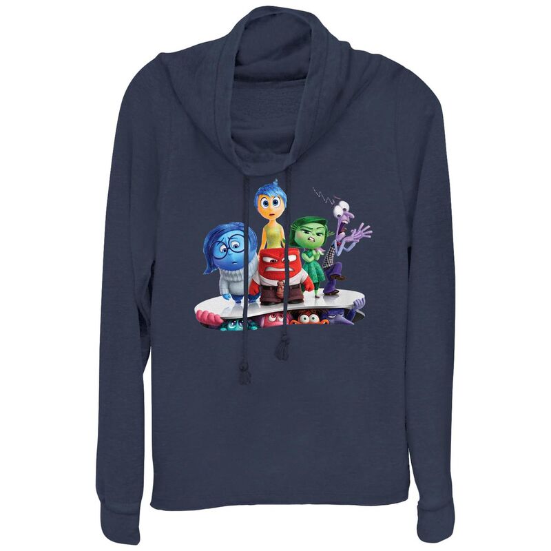 【送料無料】 ディズニー ピクサー レディース Tシャツ トップス Disney / Pixar's Inside Out 2 New Emotions Plus Size Cowlneck Graphic Lightweight Long Sleeve Navy