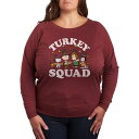【送料無料】 ライセンス キャラクター レディース Tシャツ トップス Women's Peanuts Turkey Squad Lightweight French Terry Sweatshirt Heather Dark Red