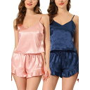 【送料無料】 cheibear レディース ナイトウェア アンダーウェア Women's Satin Lingerie Cami Tops And Shorts...