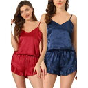 【送料無料】 cheibear レディース ナイトウェア アンダーウェア Women's Satin Lingerie Cami Tops And Shorts...