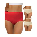 【送料無料】 アレグラ ケー レディース パンツ アンダーウェア 3 Packs Women's Elastic High-waisted Brief Breathable No Show Hipster Underwear Beige Bright Red(4)