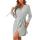 【送料無料】 cheibear レディース ナイトウェア アンダーウェア Womens Robe Ribbed Knit Knee Length Robes S...