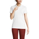【送料無料】 ランズエンド レディース Tシャツ トップス Women's Lands' End Short Sleeve Basic Mesh Polo Shirt White(4)