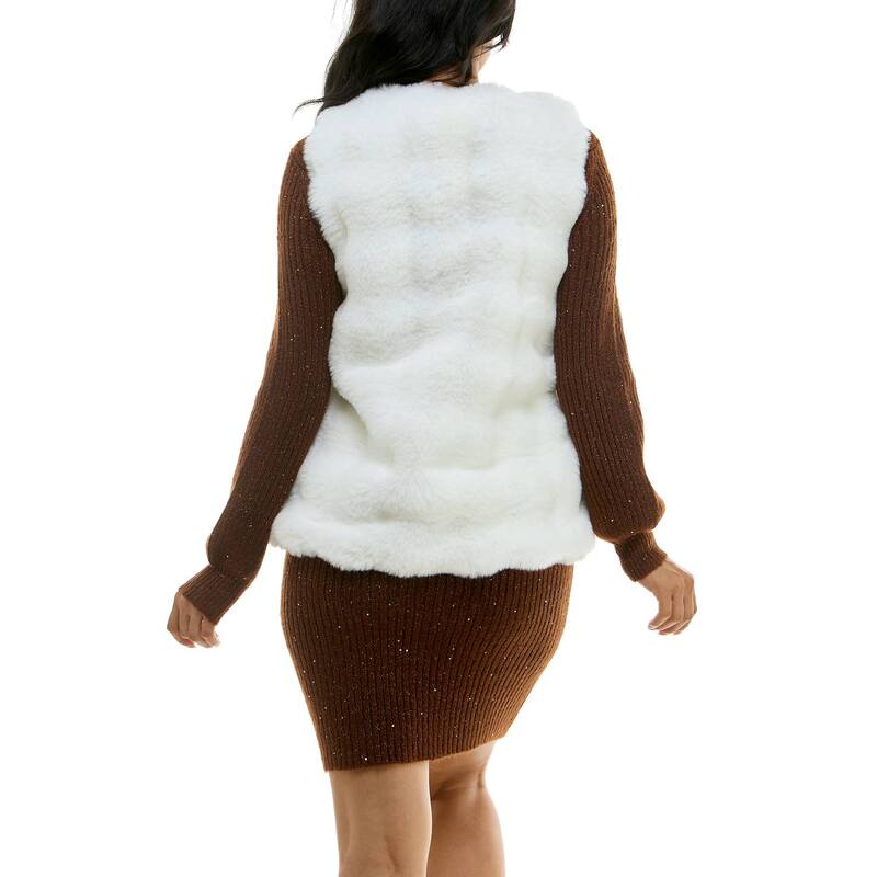 【送料無料】 ニナレオナルド レディース ジャケット・ブルゾン アウター Women's Nina Leonard Collared Faux Fur Vest Mocha