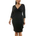 【送料無料】 ニナレオナルド レディース ワンピース トップス Women's Nina Leonard Faux Wrap Ruffle Dress Blac...