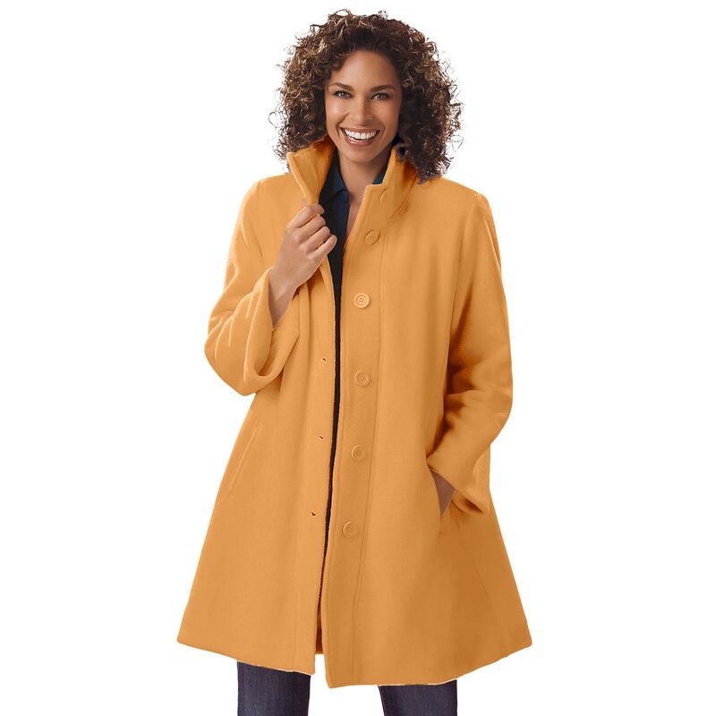【送料無料】 ウーマン ウィズイン レディース ジャケット・ブルゾン アウター Woman Within Women's Plus Size Fleece Swing Funnel-Neck Coat Honey Glaze
