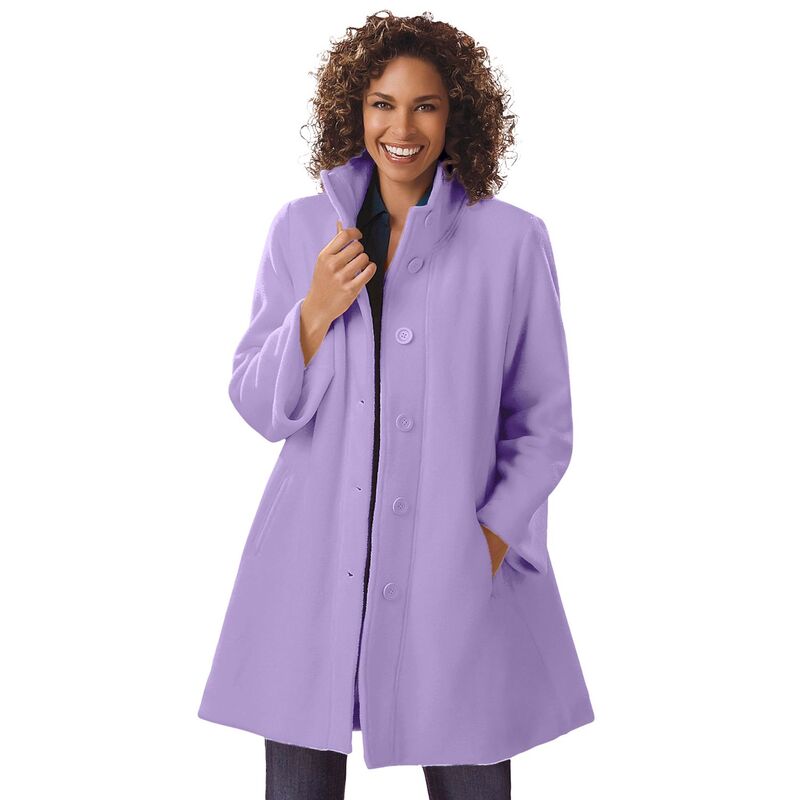 樂天商城 - ウーマン ウィズイン レディース アウター ジャケット・ブルゾン プラスサイズ コート フリース Woman Within Women's Plusize Fleece Swing Funnel-Neck Coat Soft Iris