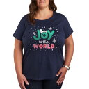 【送料無料】 ライセンス キャラクター レディース Tシャツ トップス Plus Size Peanuts Snoopy Joy To The World Gr...