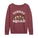 【送料無料】 ライセンス キャラクター レディース Tシャツ トップス Women's Peanuts Turkey Squad Lightweight French Terry Sweatshirt Heather Dark Red