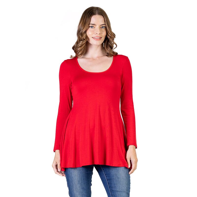 【送料無料】 24セブンコンフォート レディース シャツ トップス Women's 24Seven Comfort Apparel Swing Style Flared Tunic Top Red