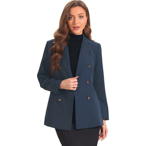 【送料無料】 アレグラ ケー レディース ジャケット・ブルゾン アウター Work Office Blazers For Women's Lapel Collar Shoulder Pads Double Breasted Suit Blazer Jacket Dark Blue 【送料無料】 アレグラ ケー レディース ジャケット・ブルゾン アウター Work Office Blazers For Women's Lapel Collar Shoulder Pads Double Breasted Suit Blazer Jacket Dark Blue