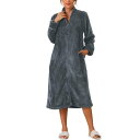 【送料無料】 cheibear レディース ナイトウェア アンダーウェア Womens Flannel Warm Cozy Fluffy Long Bathrobe Loungewear Housecoats Zipper Robes Gray(4)