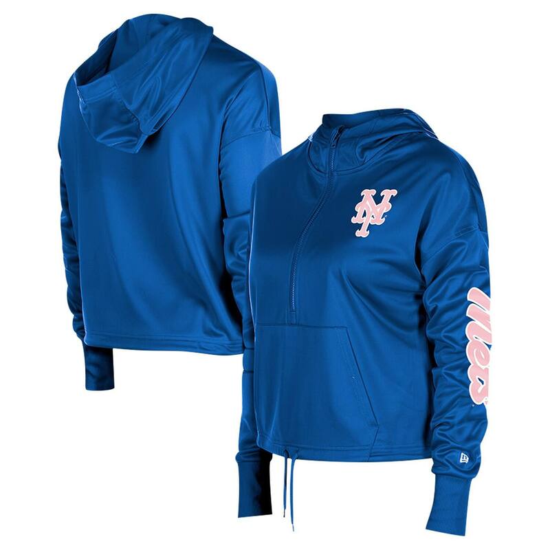 【送料無料】 ニューエラ レディース Tシャツ トップス Women's New Era Royal New York Mets Half-Zip Hoodie Met Blue