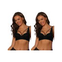 【送料無料】 アレグラ ケー レディース ブラジャー アンダーウェア 2 Packs Women's Lace Trim Underwire Bra Light...