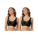 【送料無料】 アレグラ ケー レディース ブラジャー アンダーウェア 2 Packs Women's Wirefree Sports Bra Lightly B...