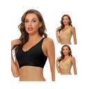 【送料無料】 アレグラ ケー レディース ブラジャー アンダーウェア 3 Packs Women's Wirefree Padded Adjustable Straps Full Coverage Push Up Bras Beige Black