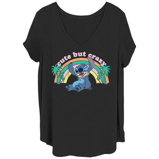 【送料無料】 ディズニー レディース Tシャツ トップス Disney's Lilo & Stitch Juniors' Plus Size Cute But Crazy Stitch Graphic Tee Black 【送料無料】 ディズニー レディース Tシャツ トップス Disney's Lilo & Stitch Juniors' Plus Size Cute But Crazy Stitch Graphic Tee Black