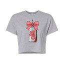 【送料無料】 ライセンス キャラクター レディース Tシャツ トップス Juniors' Diet Coke Can Bow Cropped Tee Heather Gray