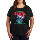 【送料無料】 ディズニー レディース Tシャツ トップス Disney's Lilo and Stitch Plus Size Dear Santa Graphic Tee Black