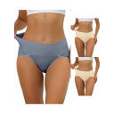 【送料無料】 アレグラ ケー レディース パンツ アンダーウェア 3 Packs Women's Hi-cut Ribbed High Waist Tummy Control Underwear Available In Plus Size Beige Blue(4)