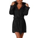 【送料無料】 cheibear レディース ナイトウェア アンダーウェア Womens Fuzzy Robe Belted Hooded Fleece Plus...
