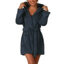 【送料無料】 cheibear レディース ナイトウェア アンダーウェア Womens Fuzzy Robe Belted Hooded Fleece Plus...