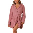 【送料無料】 cheibear レディース ナイトウェア アンダーウェア Womens Fuzzy Robe Belted Hooded Fleece Plus...